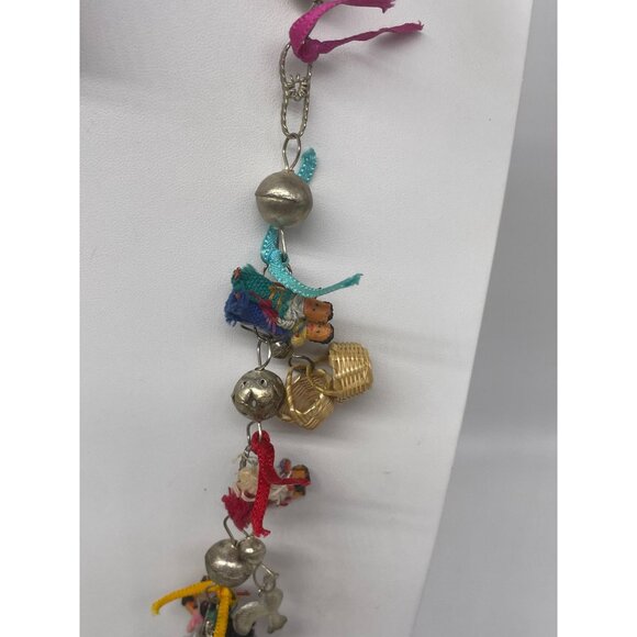 Worry/Wedding Doll Necklace Hand Crafted Miniature Silver Bells  Animal Baskets - Picture 7 of 14